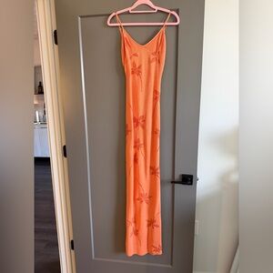 White Fox Boutique Orange Floral Slip Maxi Dress